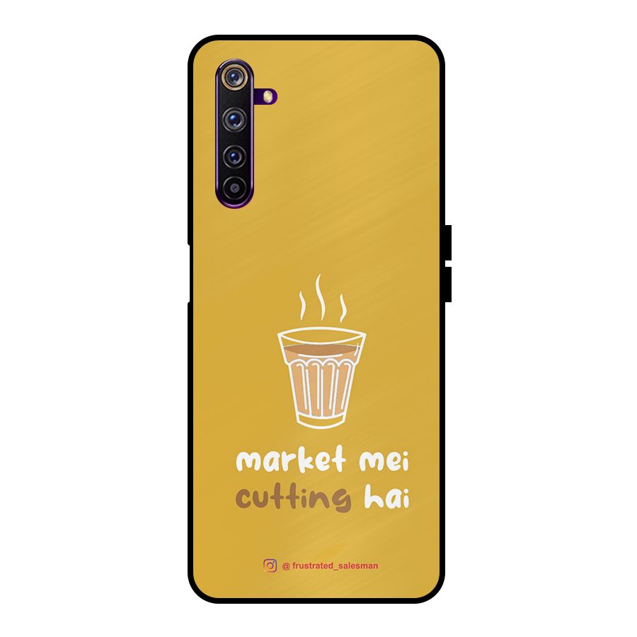 Market Mei Cutting Hai Mustard Yellow Metal Back Case for Realme 6 Pro