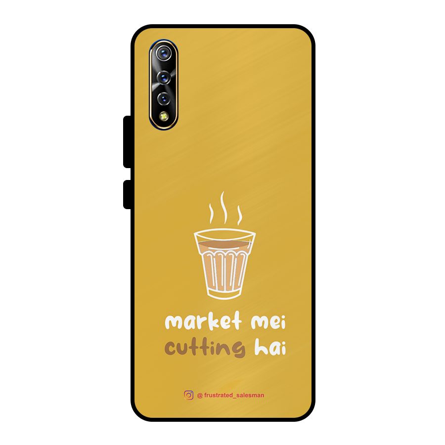 Market Mei Cutting Hai Mustard Yellow Metal Back Case for Vivo S1