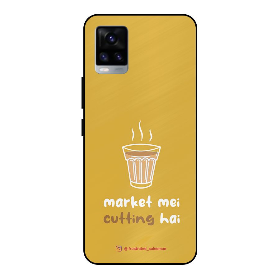 Market Mei Cutting Hai Mustard Yellow Metal Back Case for Vivo V20 2021