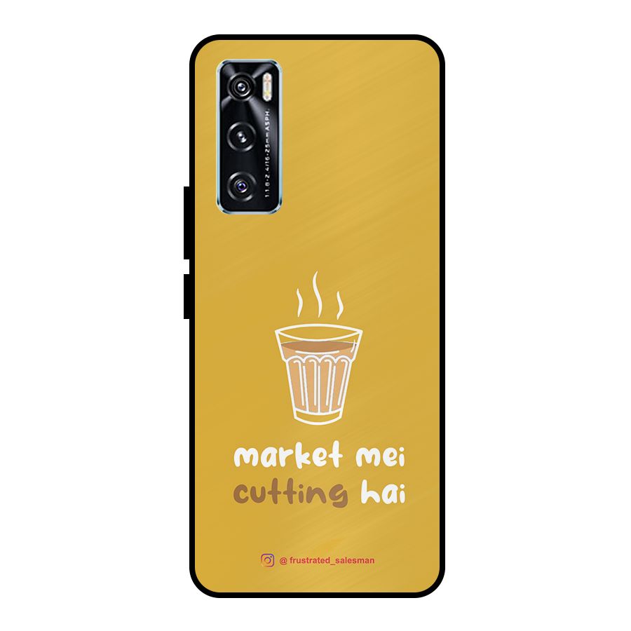 Market Mei Cutting Hai Mustard Yellow Metal Back Case for Vivo V20 SE