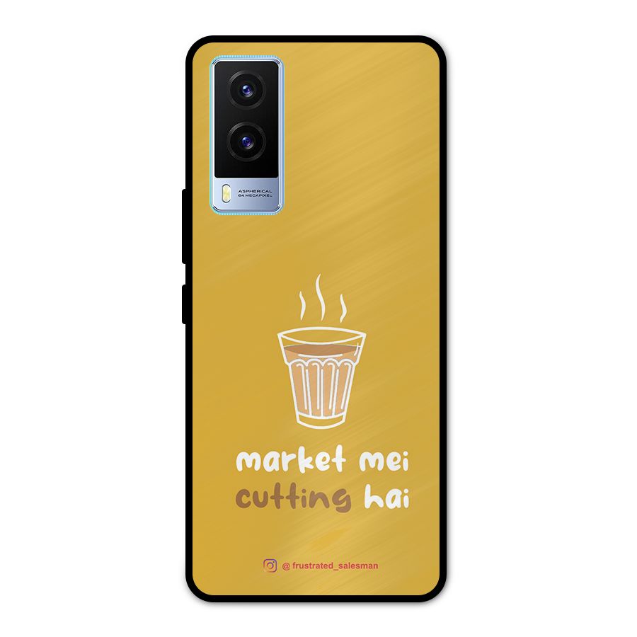 Market Mei Cutting Hai Mustard Yellow Metal Back Case for Vivo V21e 5G