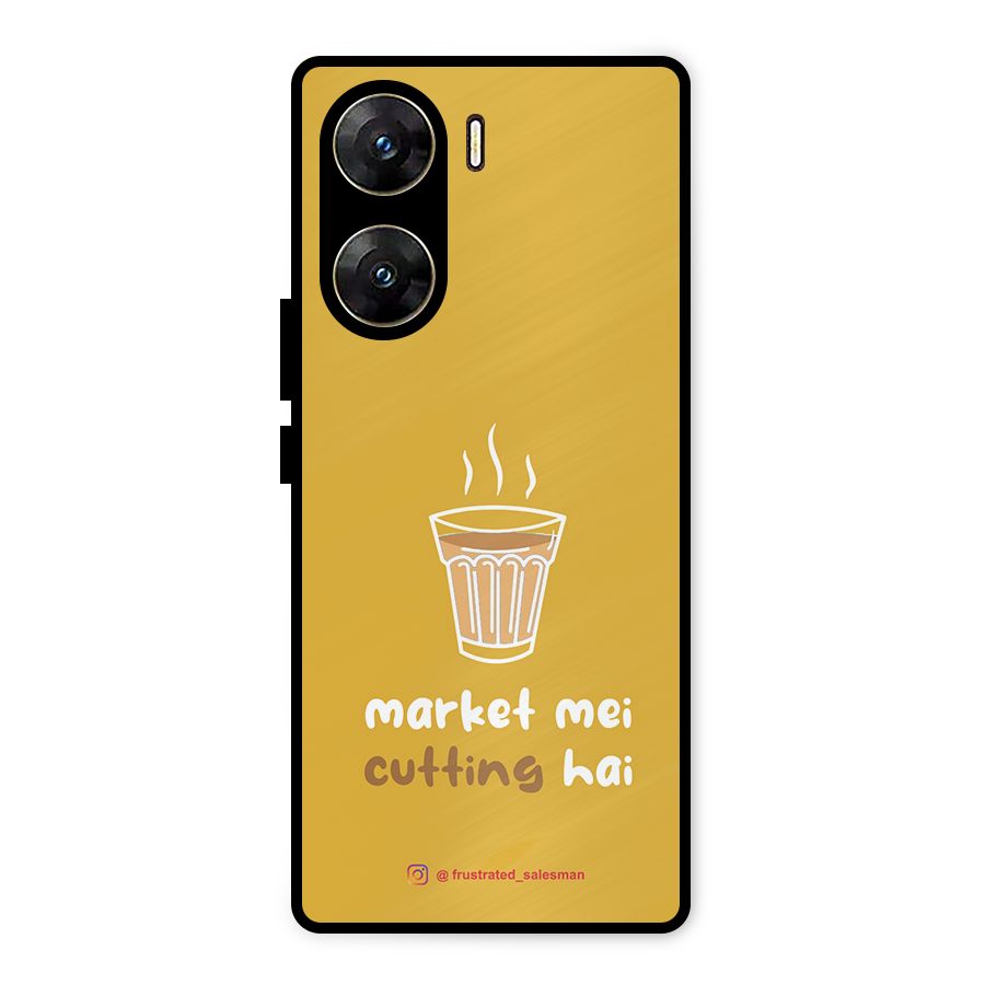 Market Mei Cutting Hai Mustard Yellow Metal Back Case for Vivo V29e