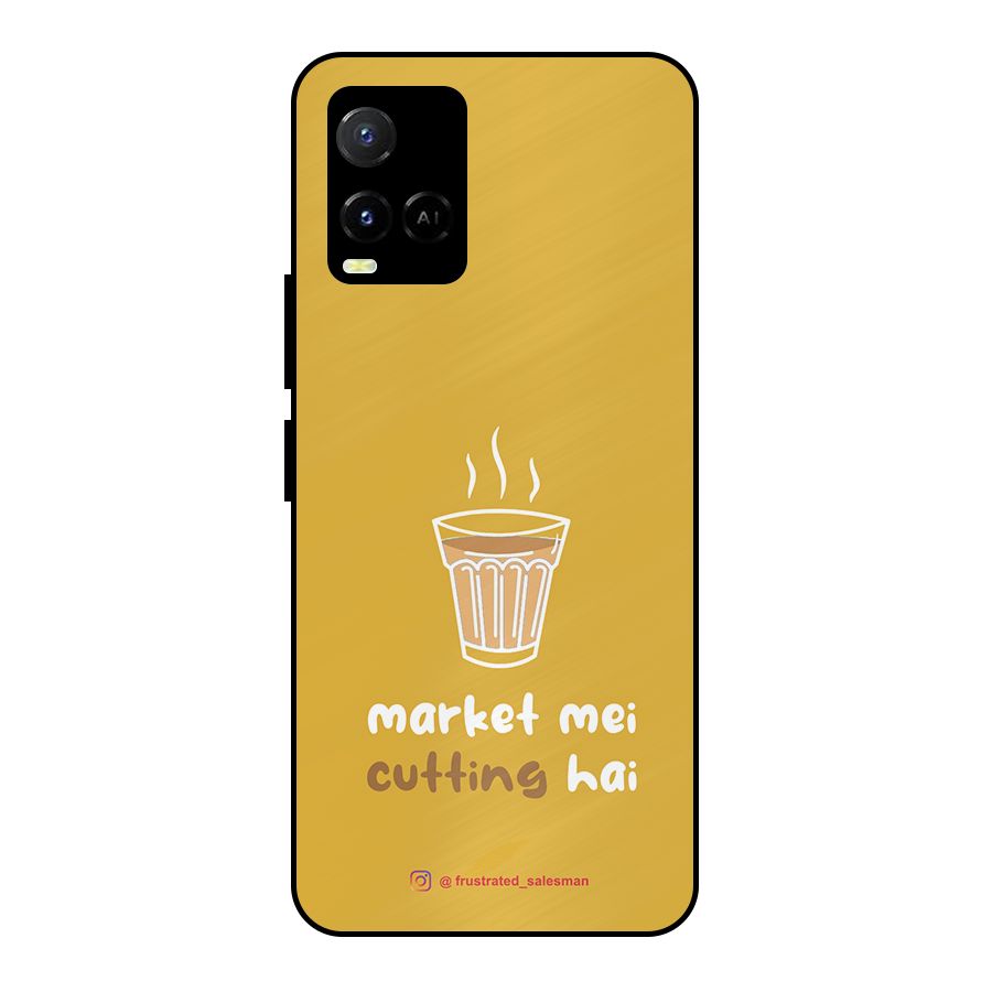 Market Mei Cutting Hai Mustard Yellow Metal Back Case for Vivo Y21A
