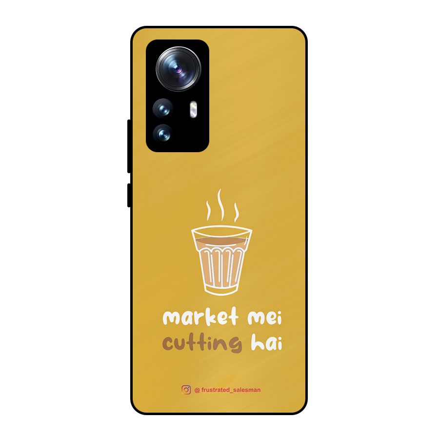 Market Mei Cutting Hai Mustard Yellow Metal Back Case for Xiaomi 12 Pro