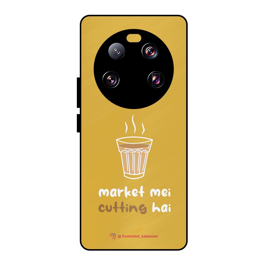 Market Mei Cutting Hai Mustard Yellow Metal Back Case for Xiaomi 13 Ultra