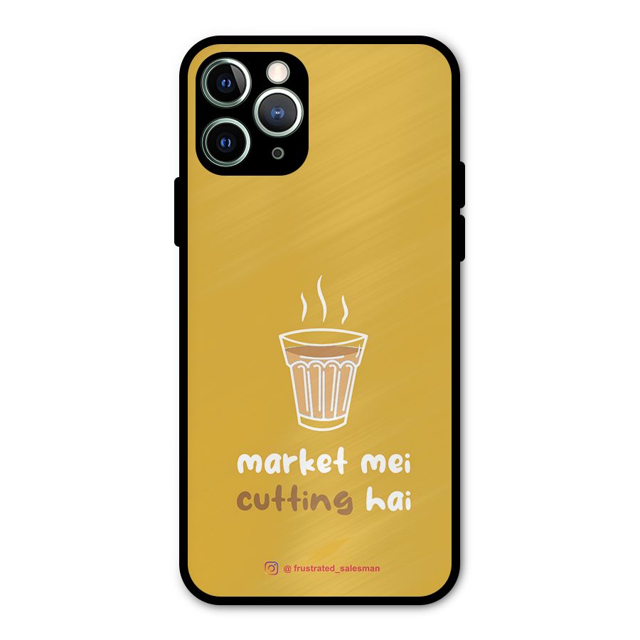 Market Mei Cutting Hai Mustard Yellow Metal Back Case for iPhone 11 Pro Max