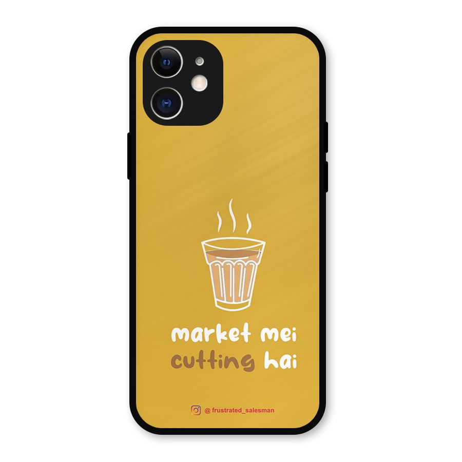 Market Mei Cutting Hai Mustard Yellow Metal Back Case for iPhone 12