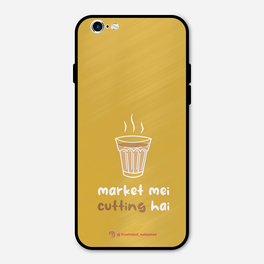 Market Mei Cutting Hai Mustard Yellow Metal Back Case for iPhone 6 6s