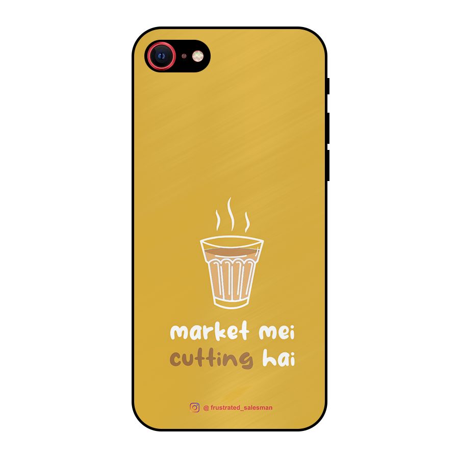 Market Mei Cutting Hai Mustard Yellow Metal Back Case for iPhone 7