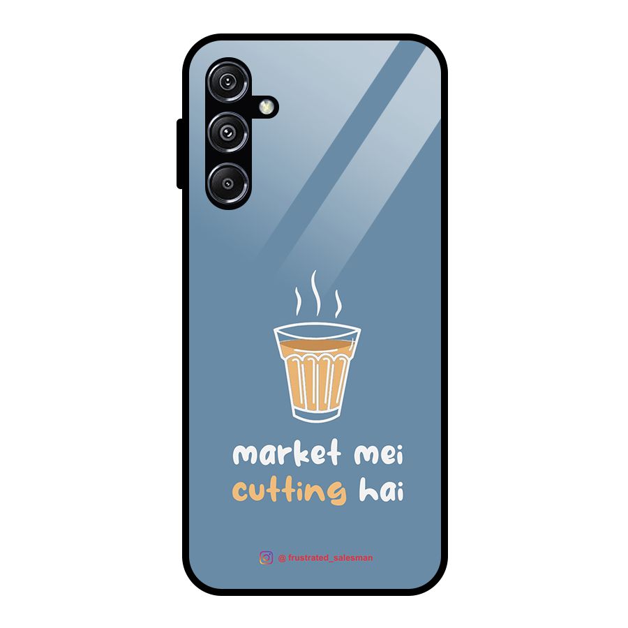 Market Mei Cutting Hai SteelBlue Glass Back Case for Galaxy M34 5G