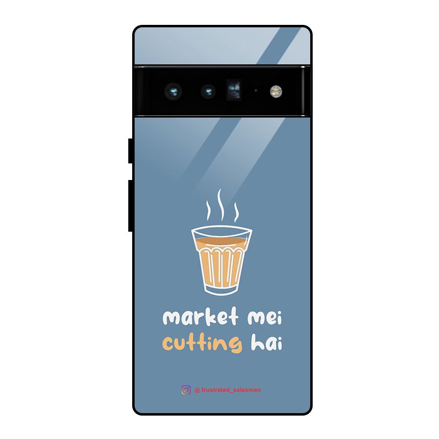 Market Mei Cutting Hai SteelBlue Glass Back Case for Google Pixel 6 Pro