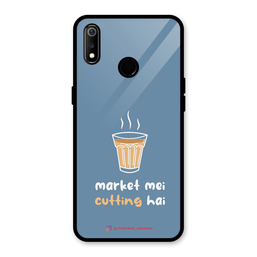 Market Mei Cutting Hai SteelBlue Glass Back Case for Realme 3i