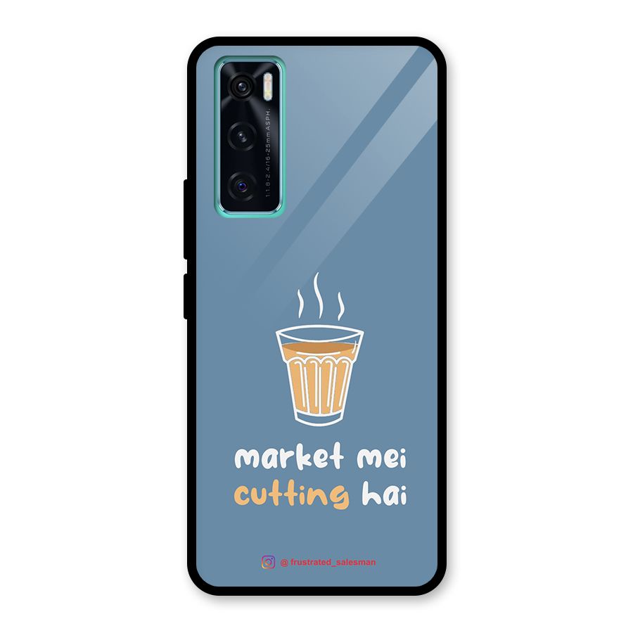 Market Mei Cutting Hai SteelBlue Glass Back Case for Vivo V20 SE