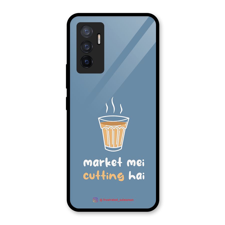 Market Mei Cutting Hai SteelBlue Glass Back Case for Vivo V23e