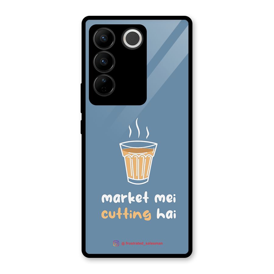 Market Mei Cutting Hai SteelBlue Glass Back Case for Vivo V27