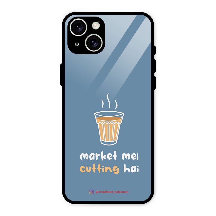 Market Mei Cutting Hai SteelBlue Glass Back Case for iPhone 15 Plus