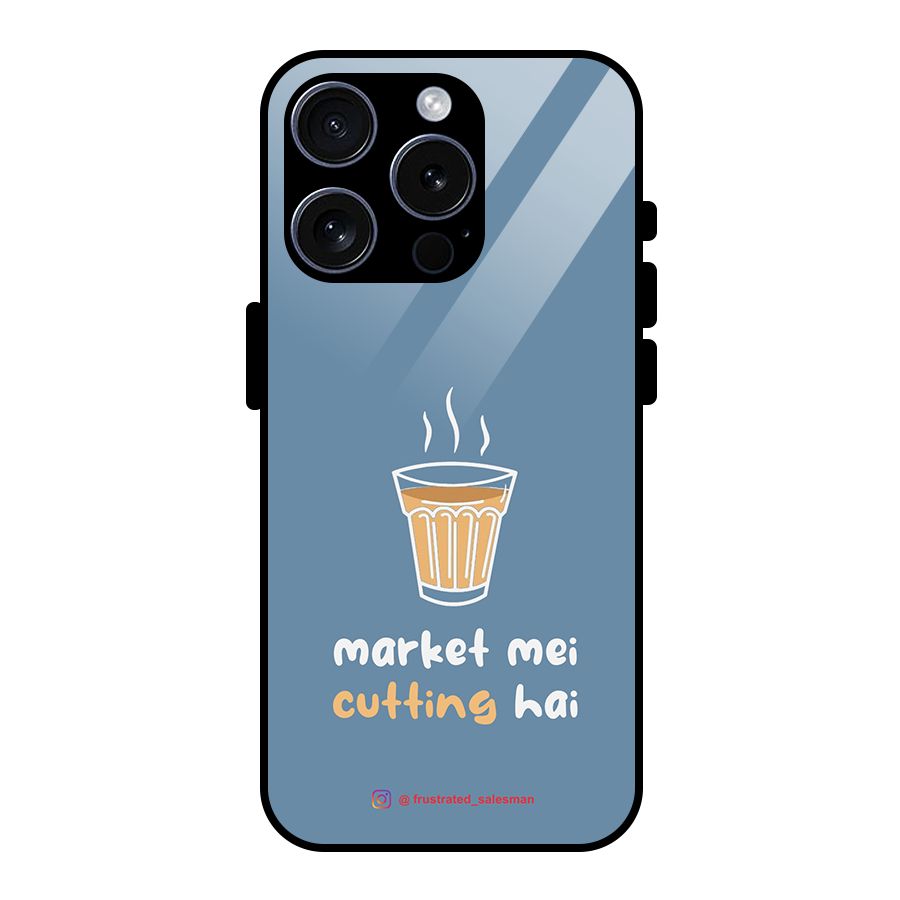 Market Mei Cutting Hai SteelBlue Glass Back Case for iPhone 15 Pro