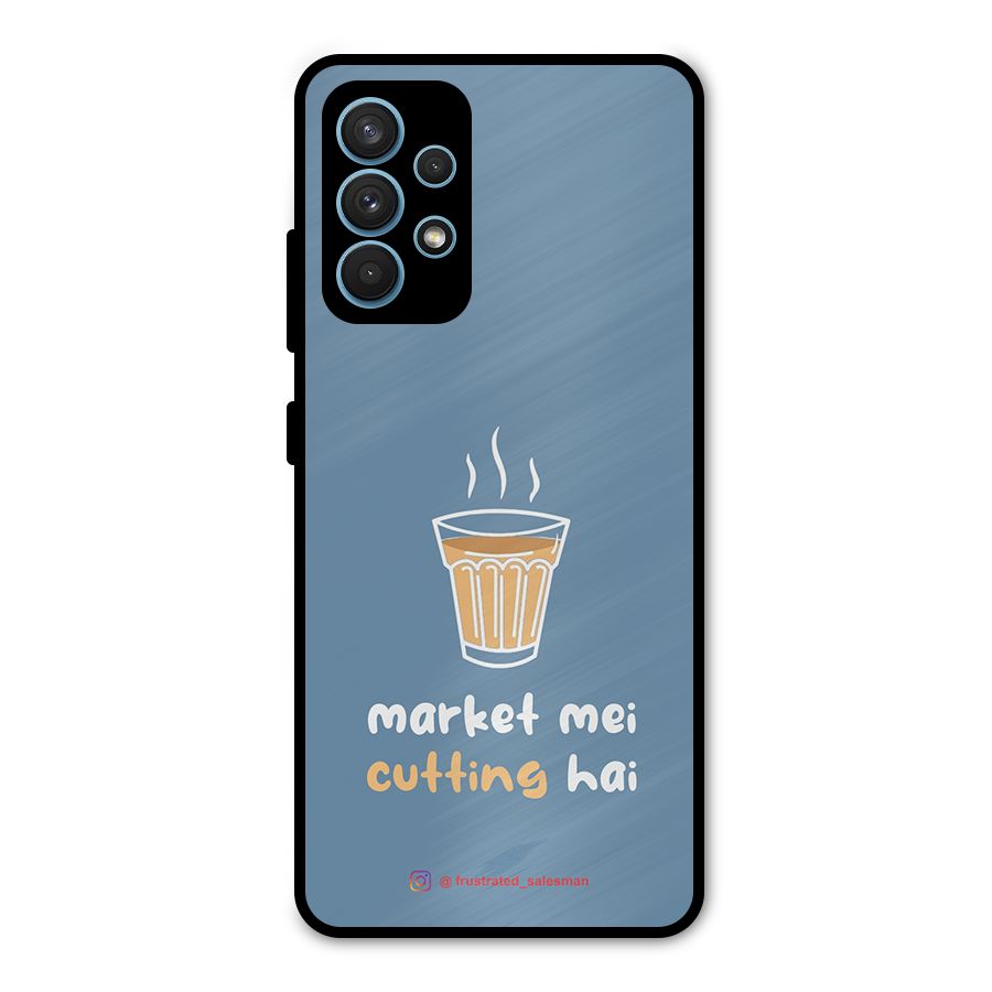 Market Mei Cutting Hai SteelBlue Metal Back Case for Galaxy A32