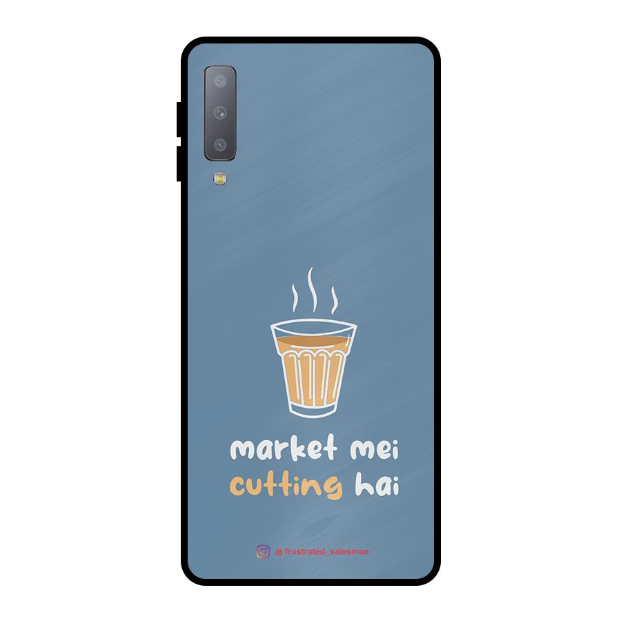 Market Mei Cutting Hai SteelBlue Metal Back Case for Galaxy A7 (2018)