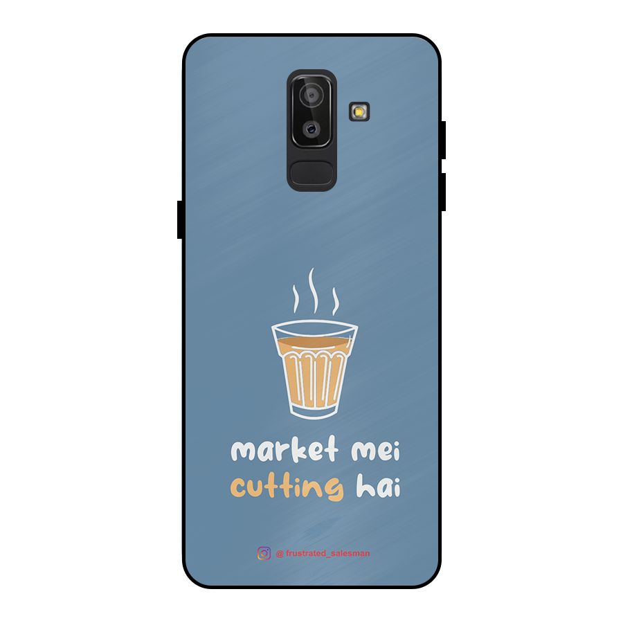 Market Mei Cutting Hai SteelBlue Metal Back Case for Galaxy J8