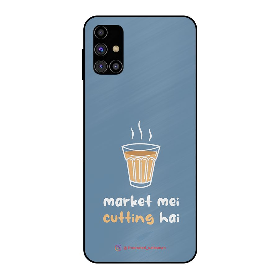 Market Mei Cutting Hai SteelBlue Metal Back Case for Galaxy M31s