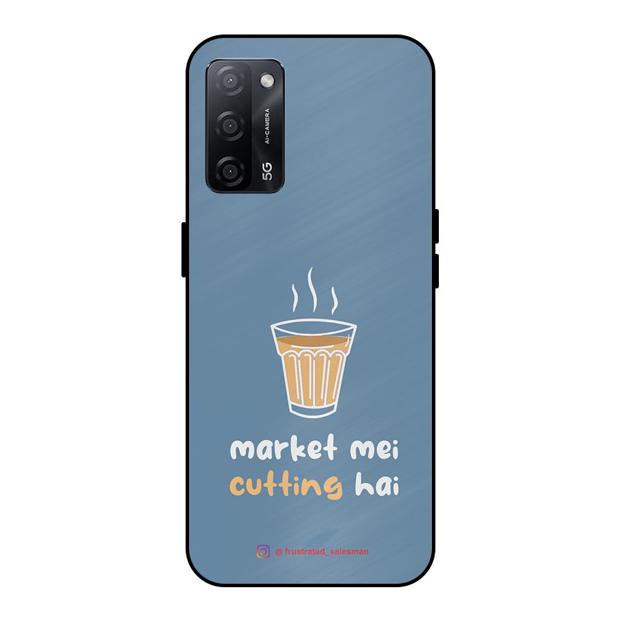 Market Mei Cutting Hai SteelBlue Metal Back Case for Oppo A53s 5G