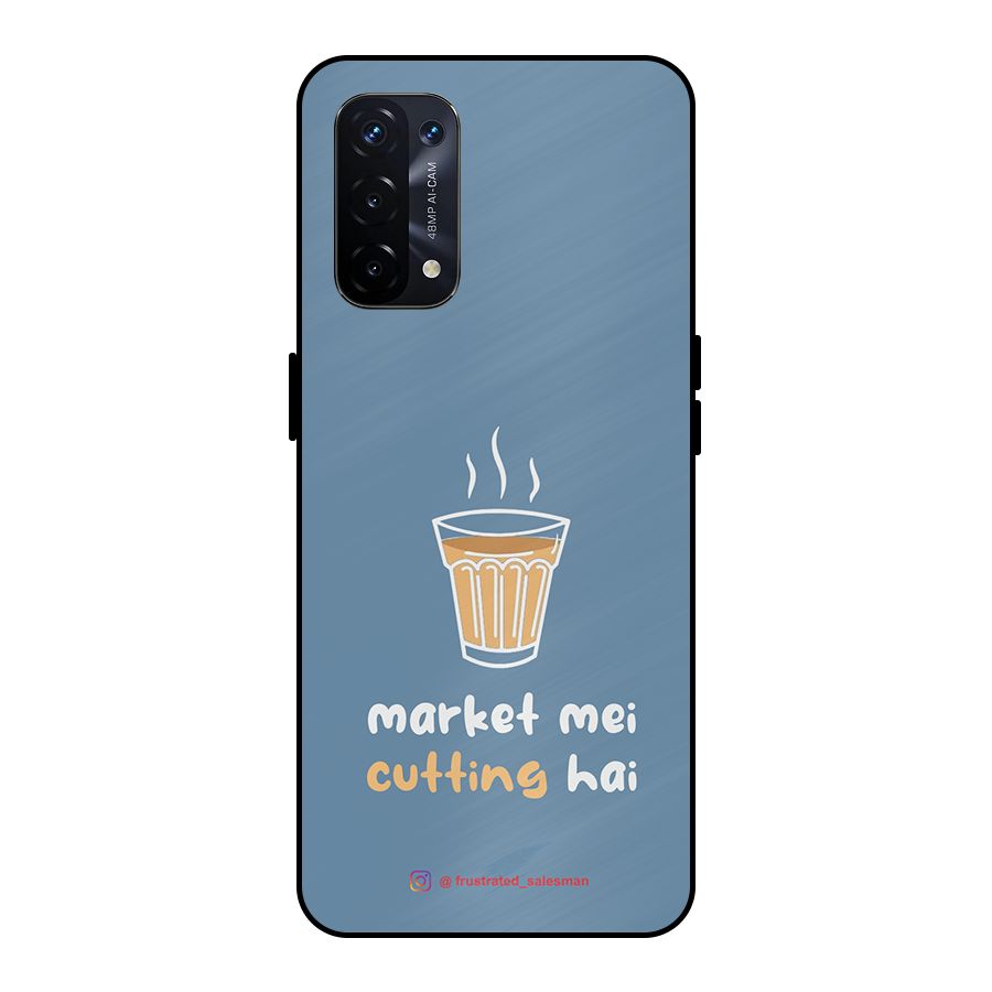 Market Mei Cutting Hai SteelBlue Metal Back Case for Oppo A74 5G