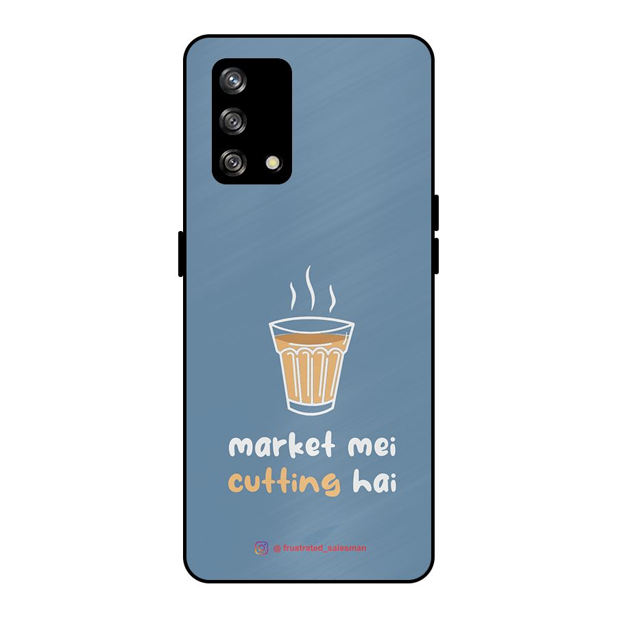 Market Mei Cutting Hai SteelBlue Metal Back Case for Oppo F19