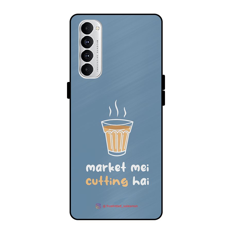 Market Mei Cutting Hai SteelBlue Metal Back Case for Oppo Reno4 Pro