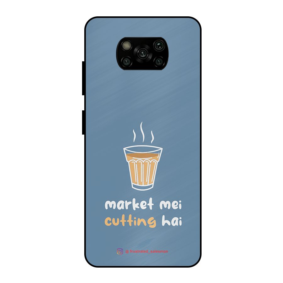 Market Mei Cutting Hai SteelBlue Metal Back Case for Poco X3