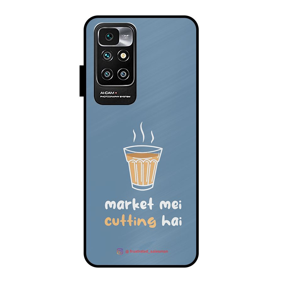 Market Mei Cutting Hai SteelBlue Metal Back Case for Redmi 10 Prime
