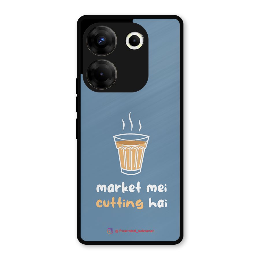 Market Mei Cutting Hai SteelBlue Metal Back Case for Tecno Camon 20