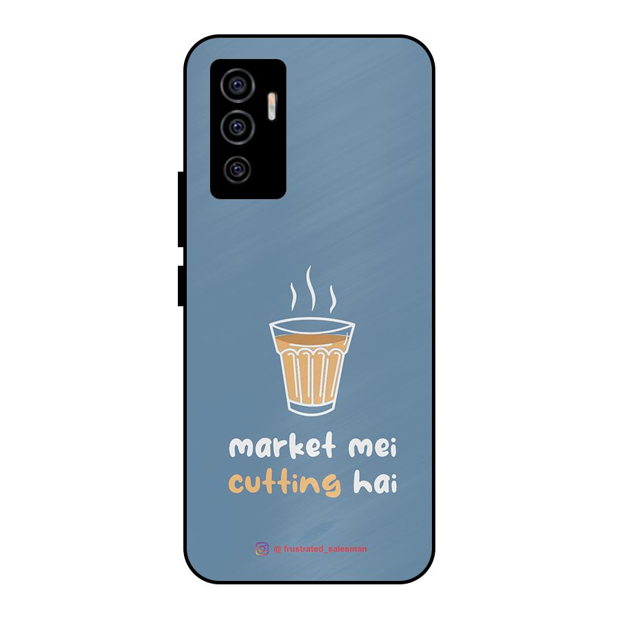 Market Mei Cutting Hai SteelBlue Metal Back Case for Vivo V23e