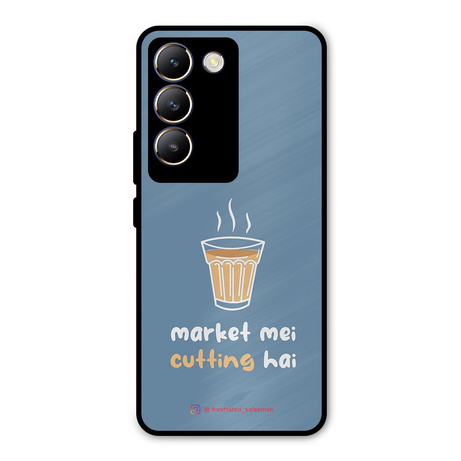Market Mei Cutting Hai SteelBlue Metal Back Case for Vivo Y200e