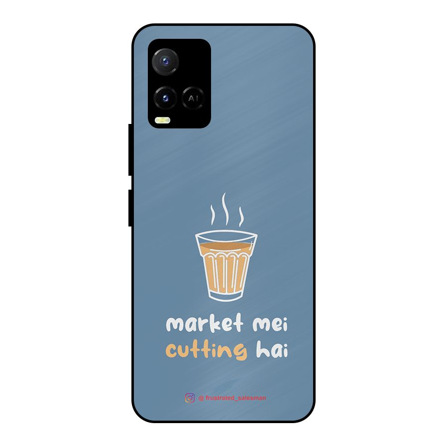 Market Mei Cutting Hai SteelBlue Metal Back Case for Vivo Y21G