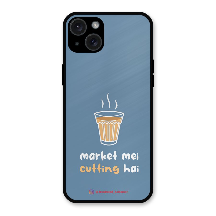 Market Mei Cutting Hai SteelBlue Metal Back Case for iPhone 15 Plus