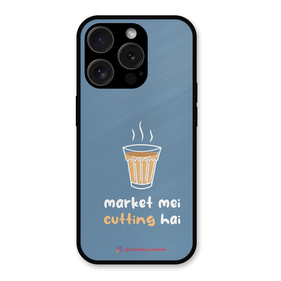 Market Mei Cutting Hai SteelBlue Metal Back Case for iPhone 15 Pro