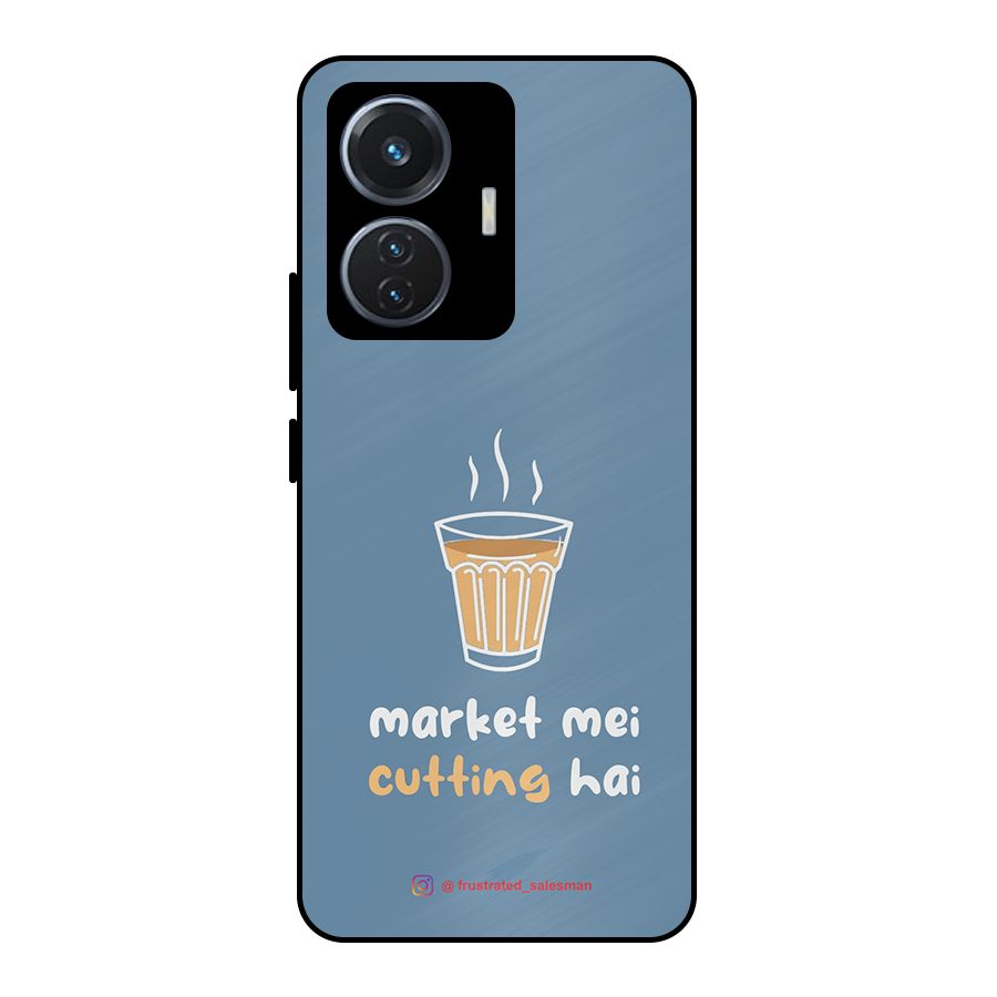 Market Mei Cutting Hai SteelBlue Metal Back Case for iQOO Z6 44W