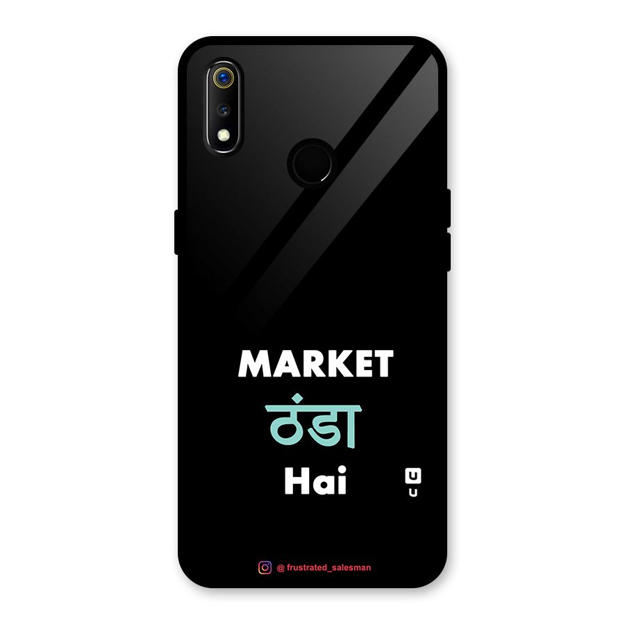 Market Thanda Hai Black Glass Back Case for Realme 3i