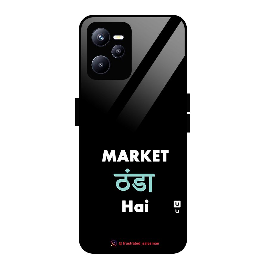 Market Thanda Hai Black Glass Back Case for Realme C35