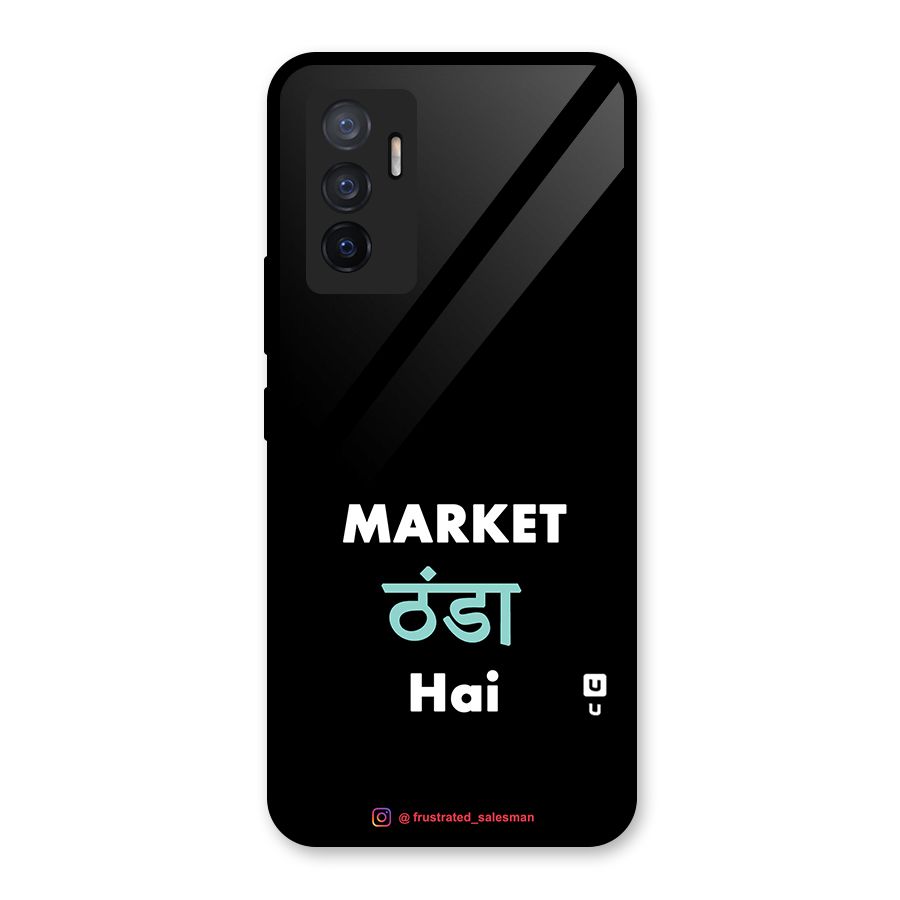 Market Thanda Hai Black Glass Back Case for Vivo V23e