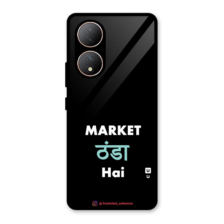 Market Thanda Hai Black Glass Back Case for Vivo Y100A