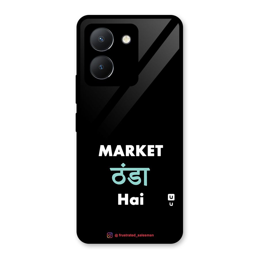 Market Thanda Hai Black Glass Back Case for Vivo Y36