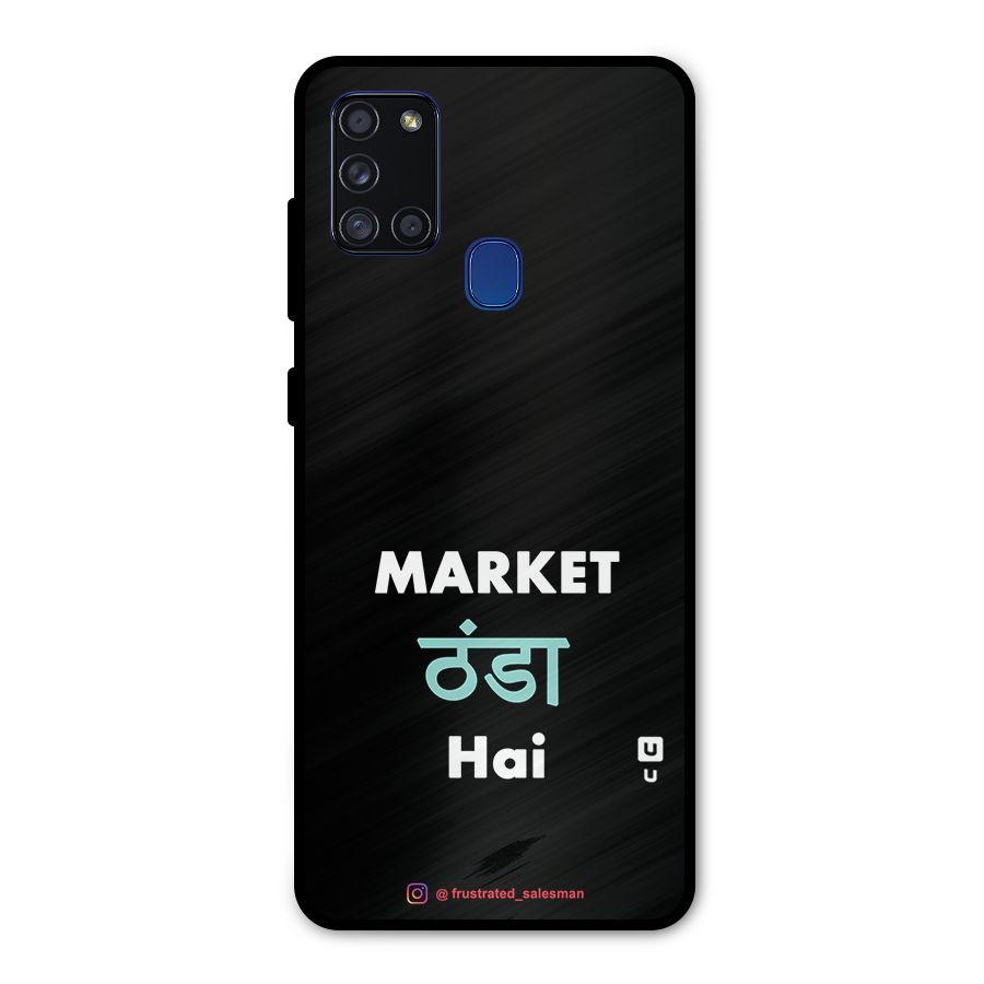 Market Thanda Hai Black Metal Back Case for Galaxy A21s