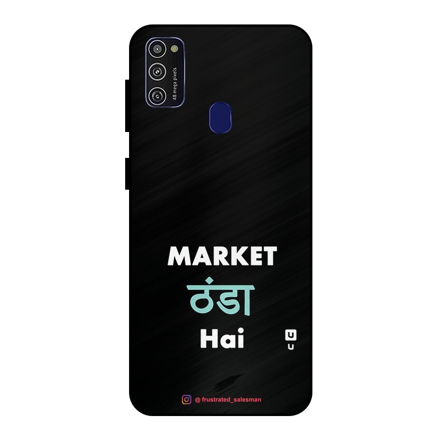 Market Thanda Hai Black Metal Back Case for Galaxy M21