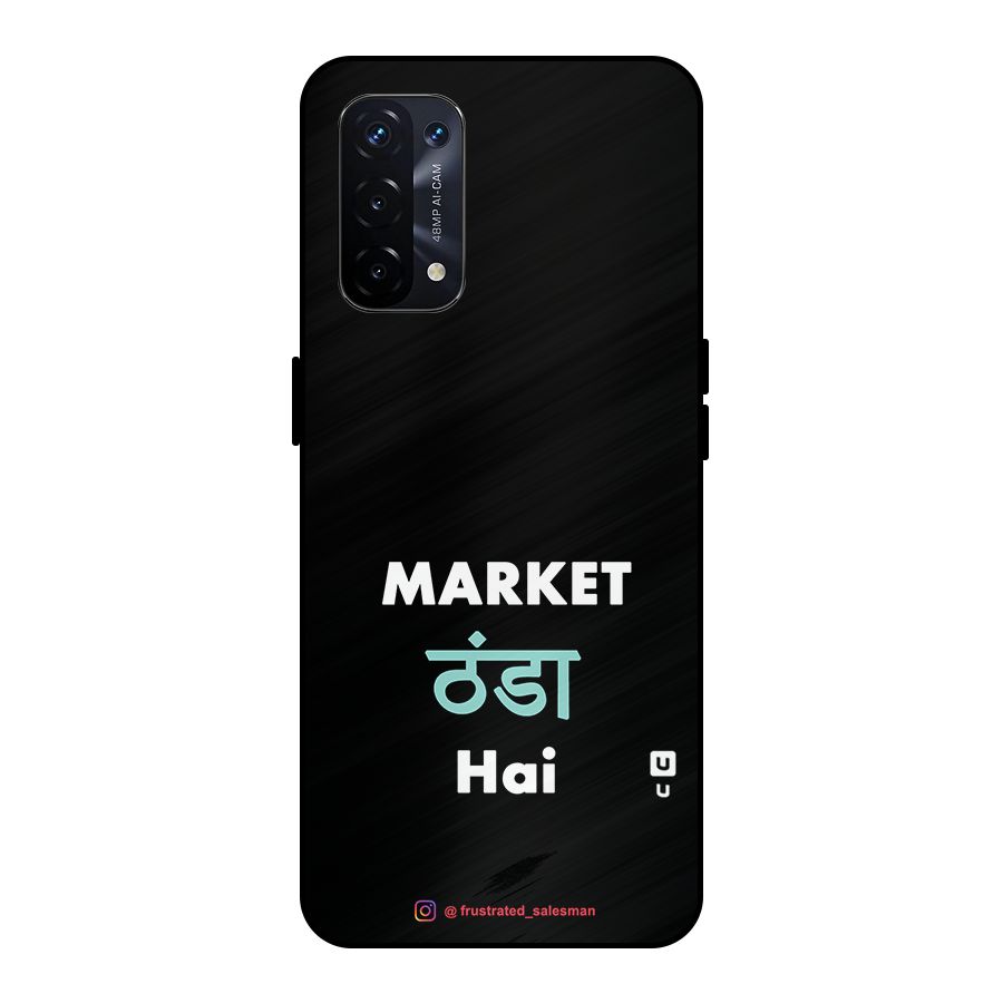 Market Thanda Hai Black Metal Back Case for Oppo A74 5G