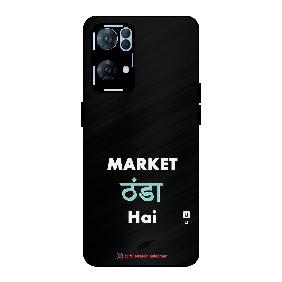 Market Thanda Hai Black Metal Back Case for Oppo Reno7 Pro 5G