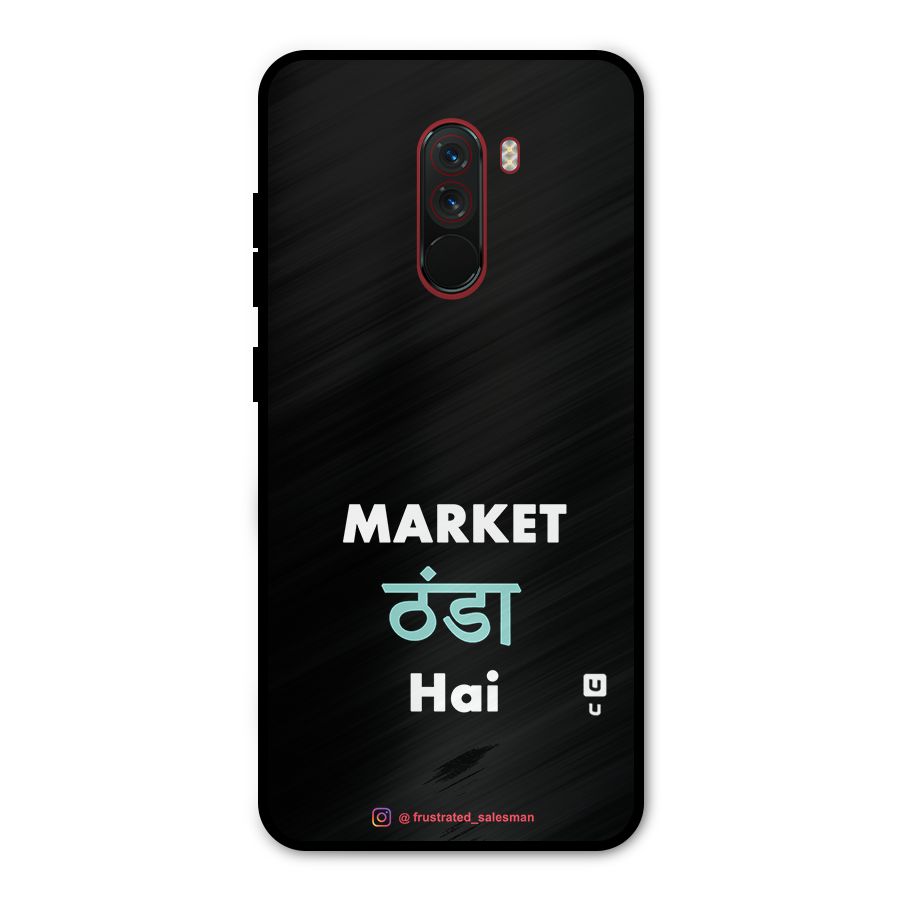 Market Thanda Hai Black Metal Back Case for Poco F1
