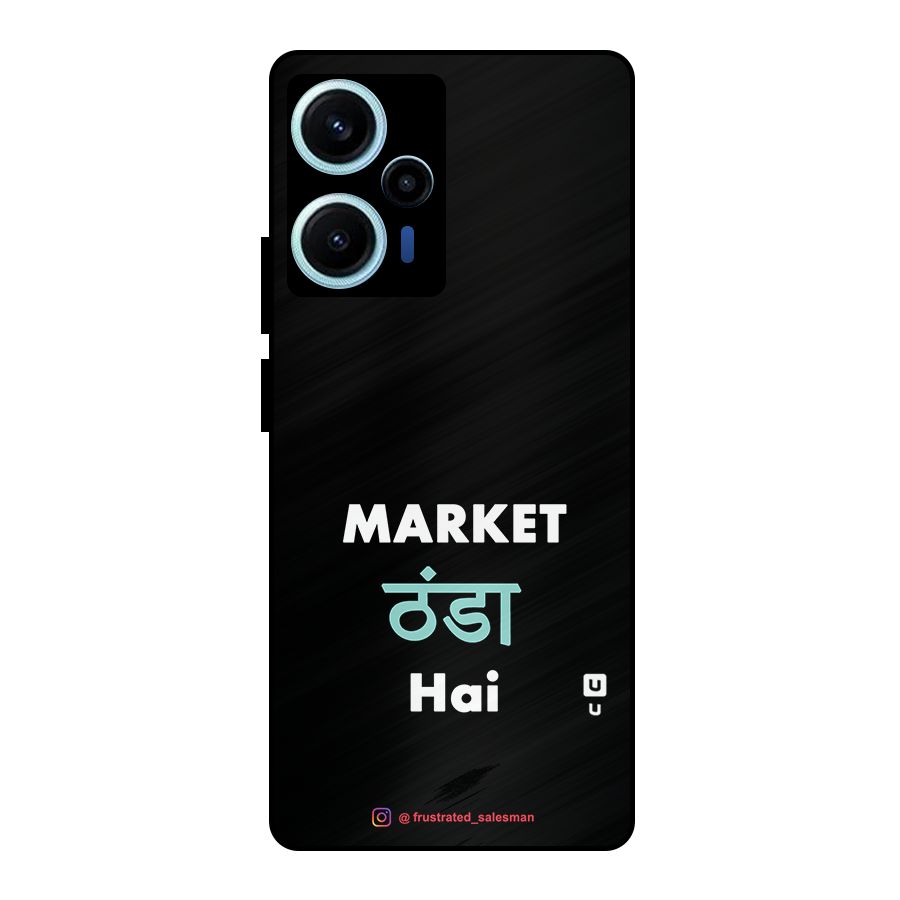 Market Thanda Hai Black Metal Back Case for Poco F5