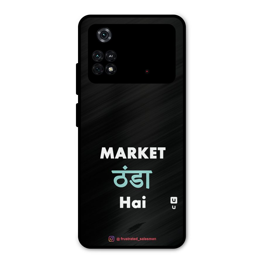 Market Thanda Hai Black Metal Back Case for Poco M4 Pro 4G
